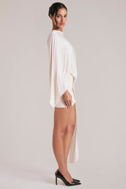 Oh Polly cape robe mini vanille dos ouvert froncée