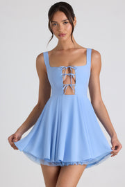 Oh Polly Nanisca 8285 mini robe bleu ciel georgette ajourée