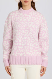 Oh Polly Knitwear BT2380 pull oversize rose jacquard laine
