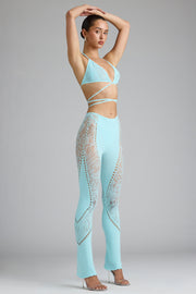 Oh Polly Stevie Pantalon flare Ice Blue strass petite