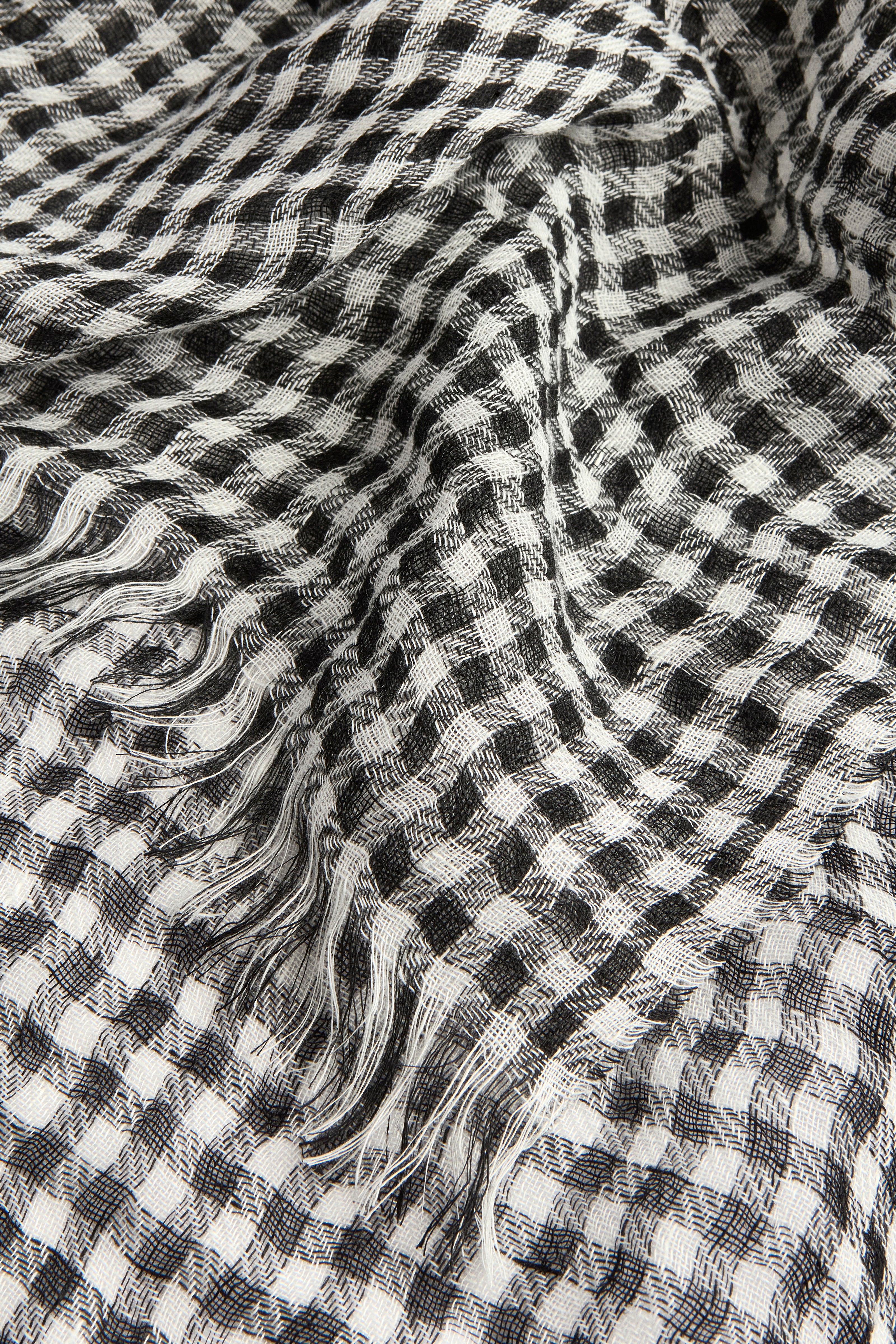 Liviana Conti Greta foulard lin blanc noir 70x200 carreaux