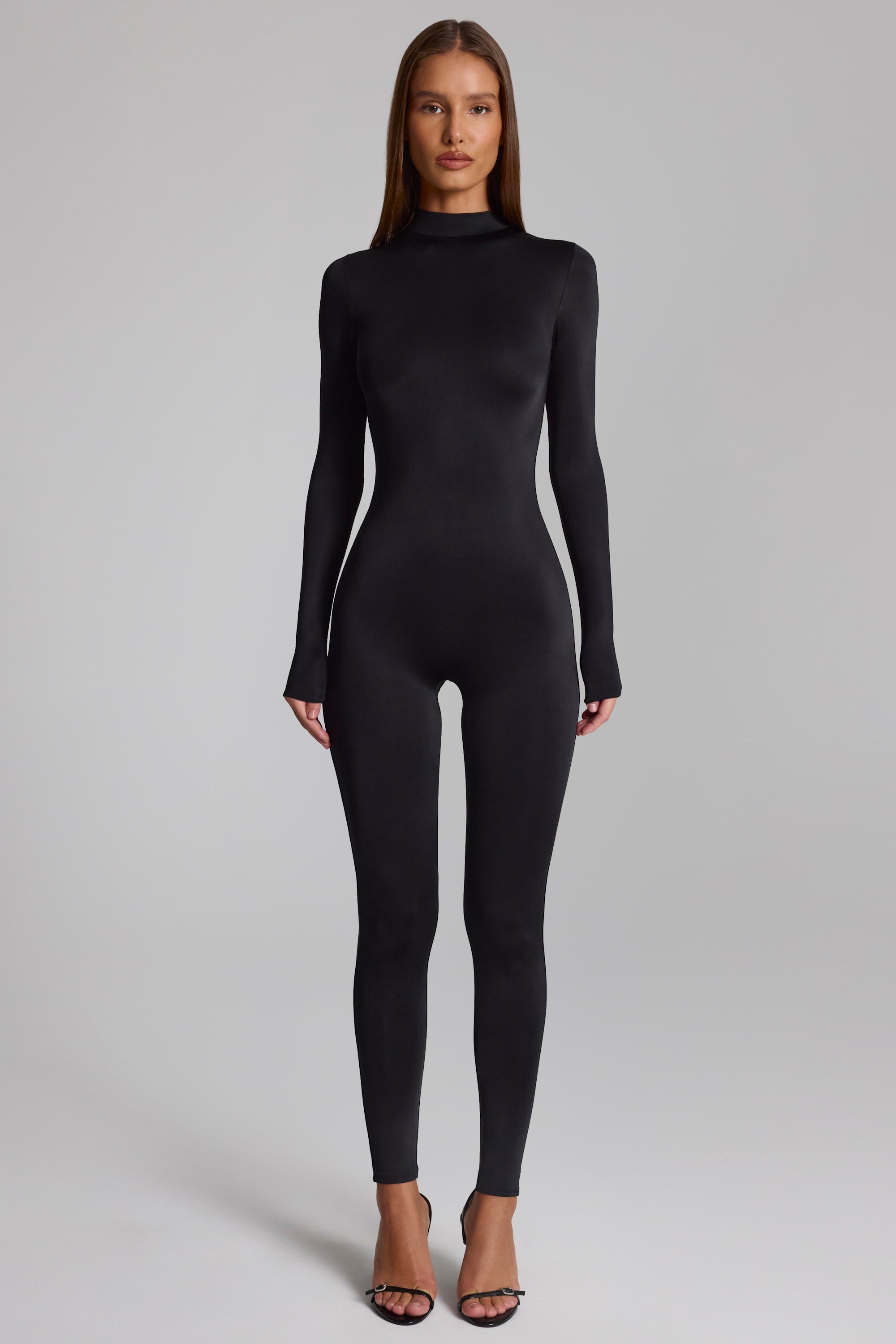 Oh Polly Rosabella combinaison noire manches longues UK 8 col montant