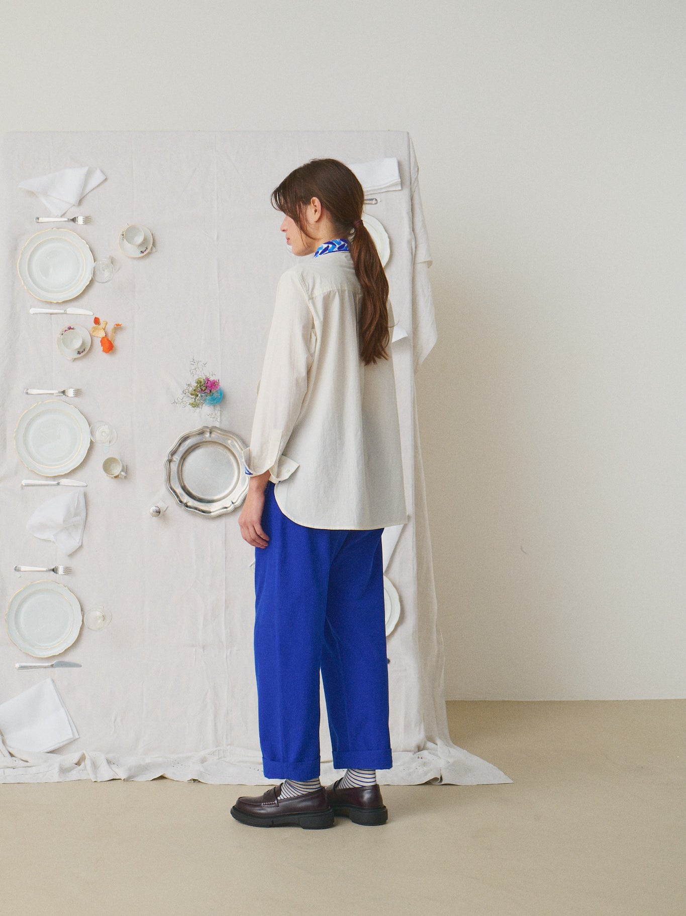 MII Mii à table Pantalon Kika pantalon femme M velours bleu