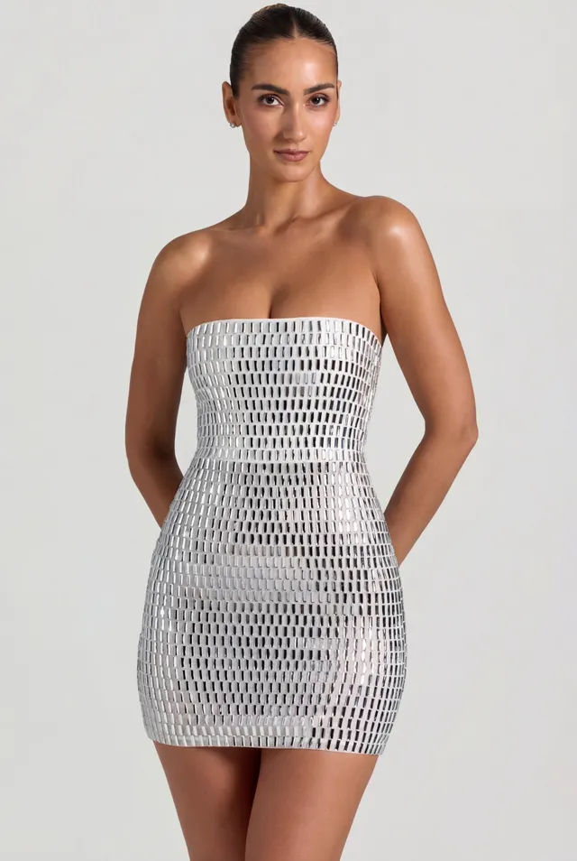 Oh Polly Aurora robe bandeau mini diamant strass