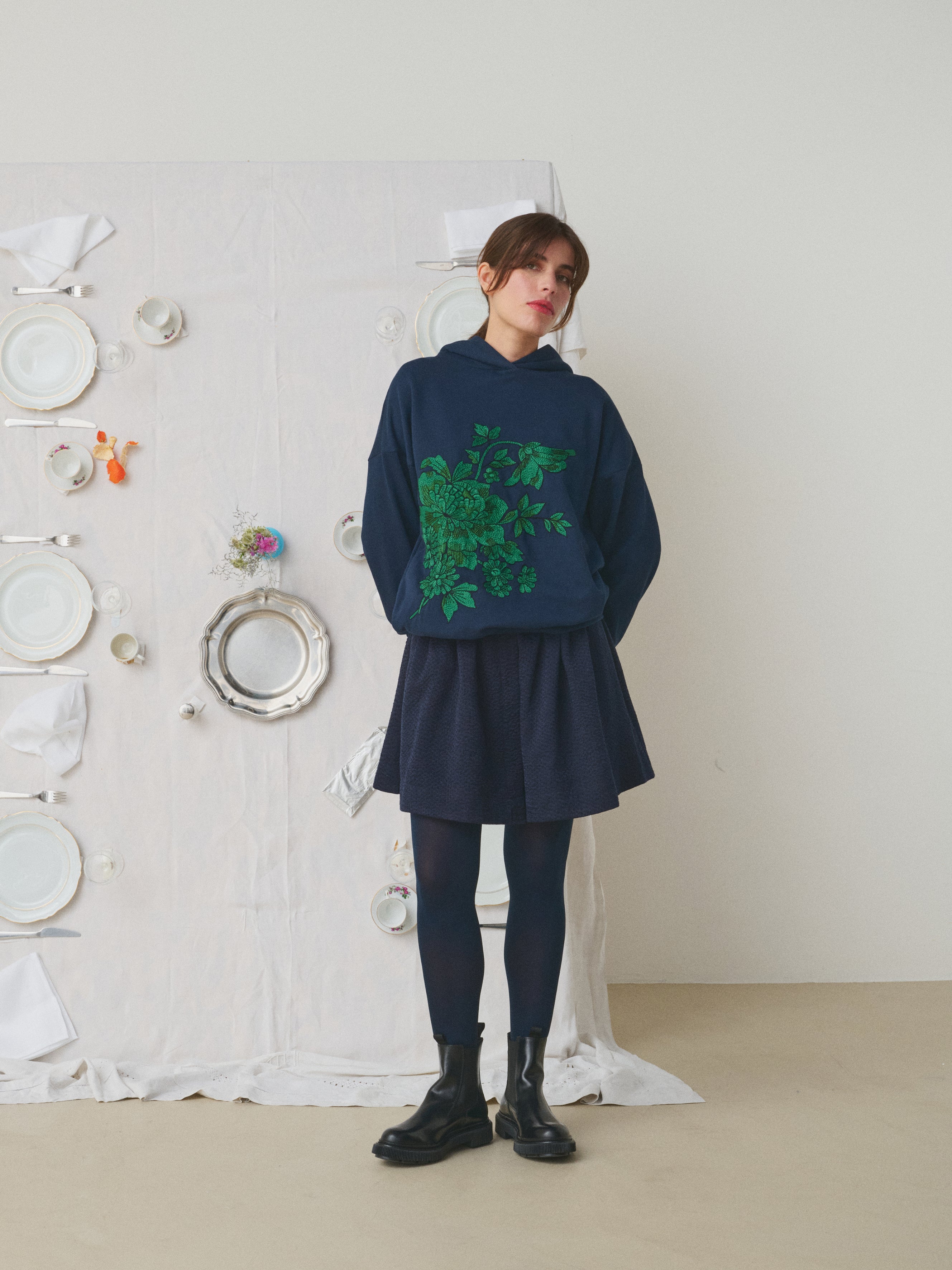 Mii à table Sweat Zao sweat La Vaisselle broderie main