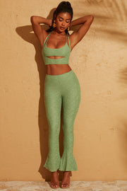 Oh Polly Zuni pantalon dentelle vert taille haute laçage