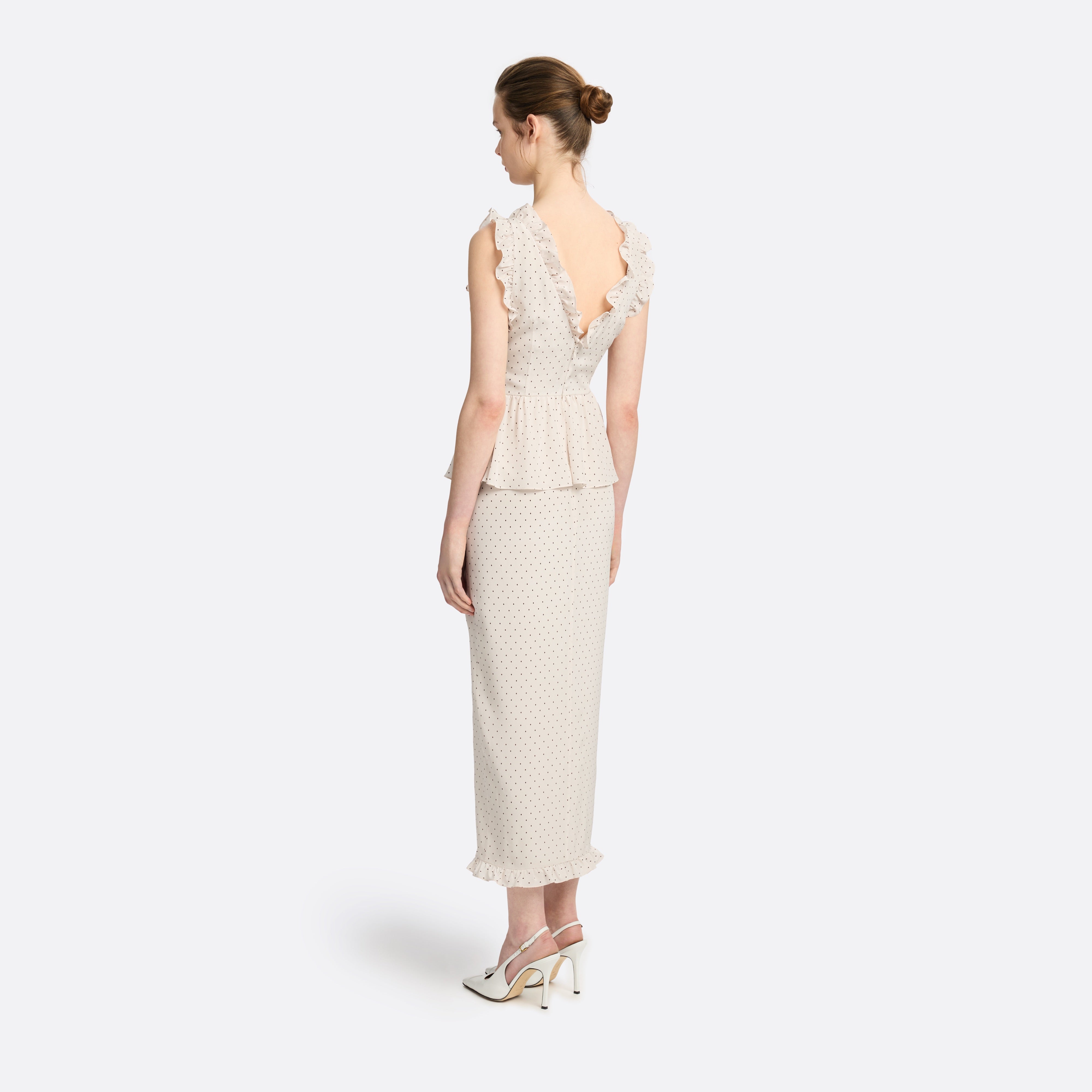 Alessandra Rich Dresses robe midi soie nœud marron amande 36-46