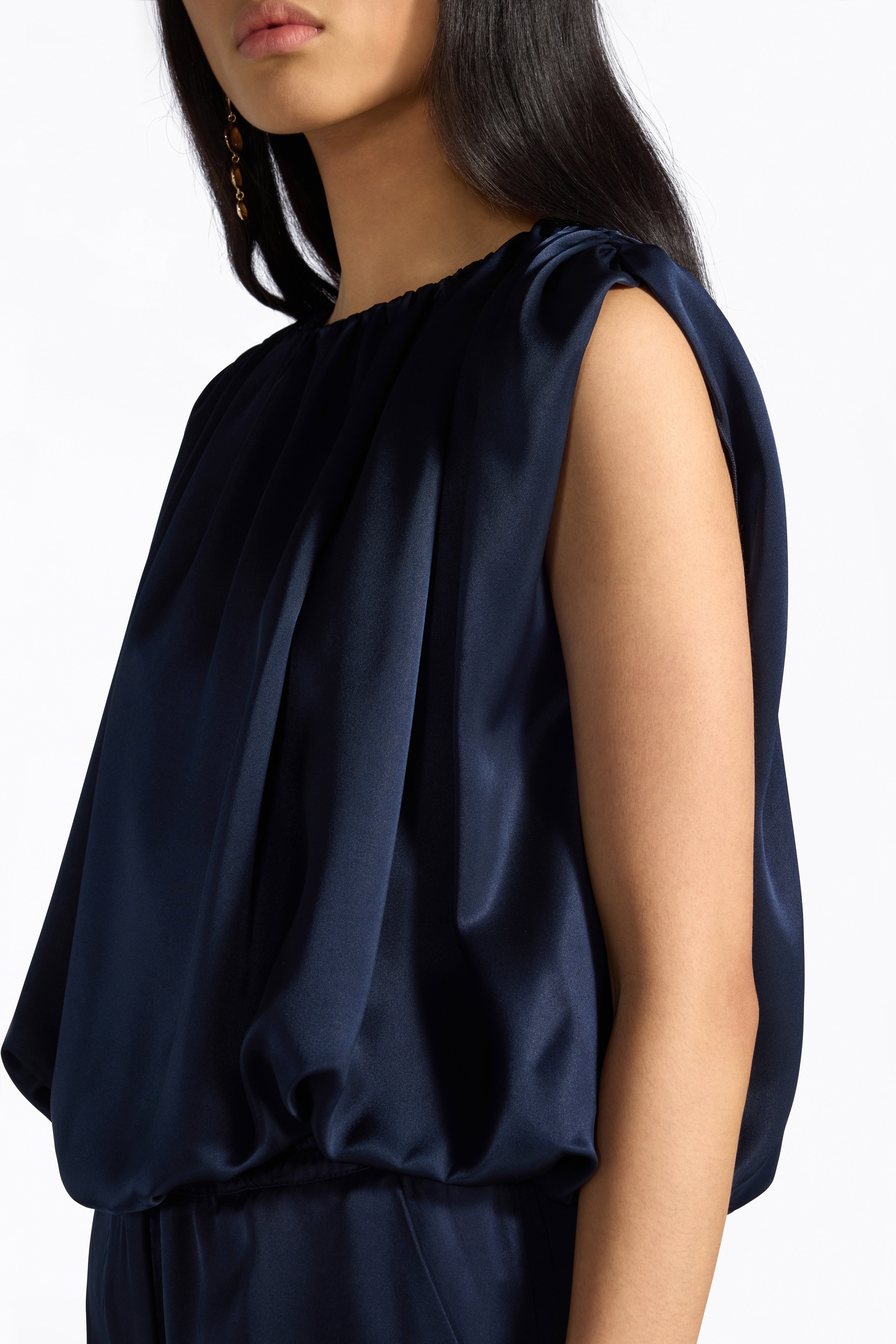 Liviana Conti Ela blouse satin liquide notte 40 drapée