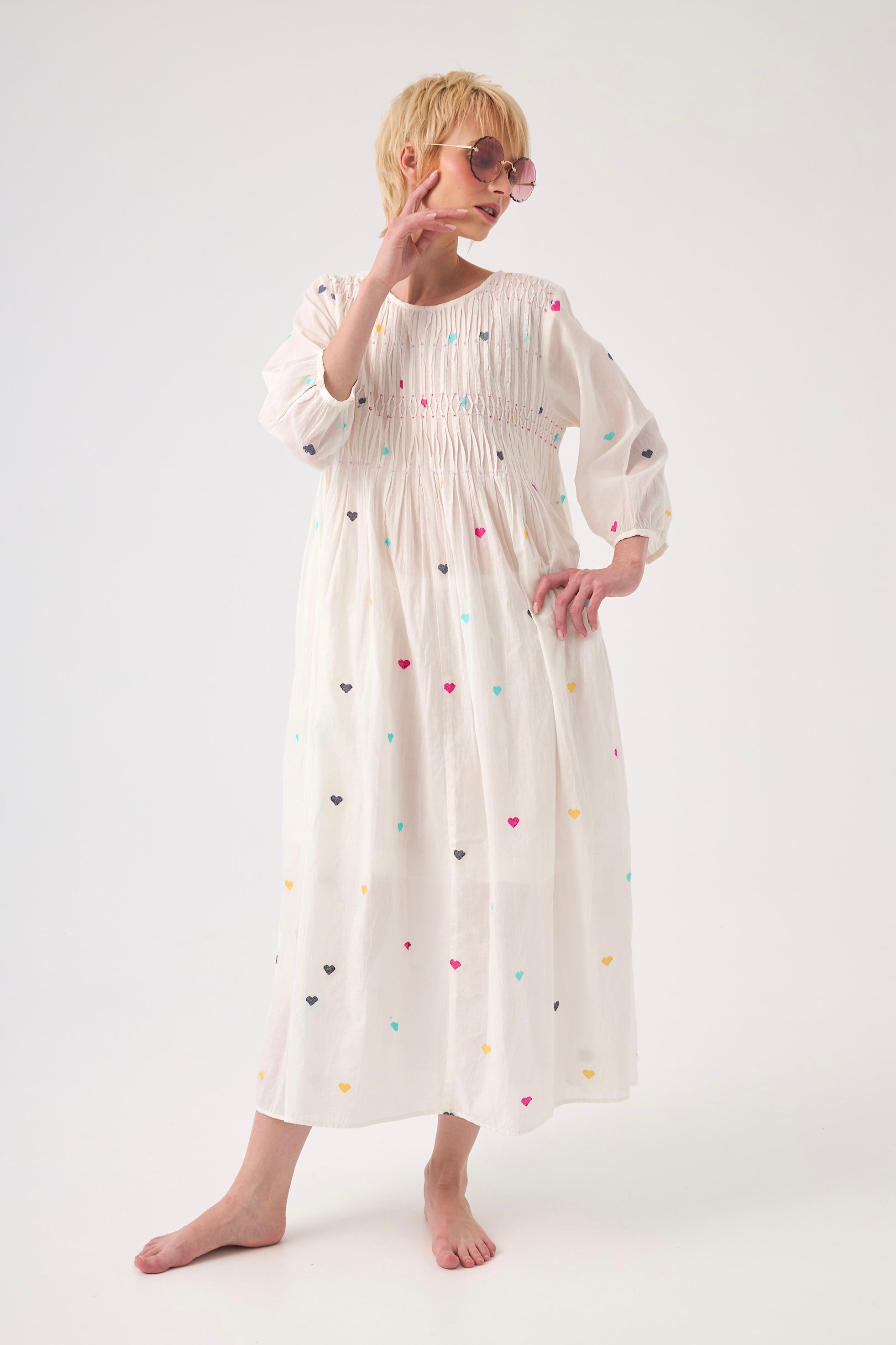 Chicosoleil Karlita robe longue off white coton