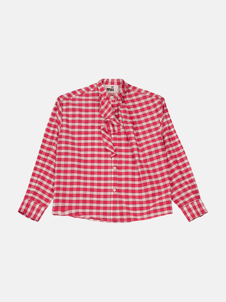 MII Mii à table Chemise Jabo coton-soie Vichy rouge