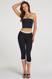 Oh Polly Zorina 16433 legging capri noir modal dentelle