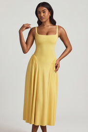 Oh Polly Aireen robe midaxi jaune pastel modal