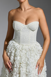 Oh Polly Embellished Robe Camellia Blanche Corset Fleurs