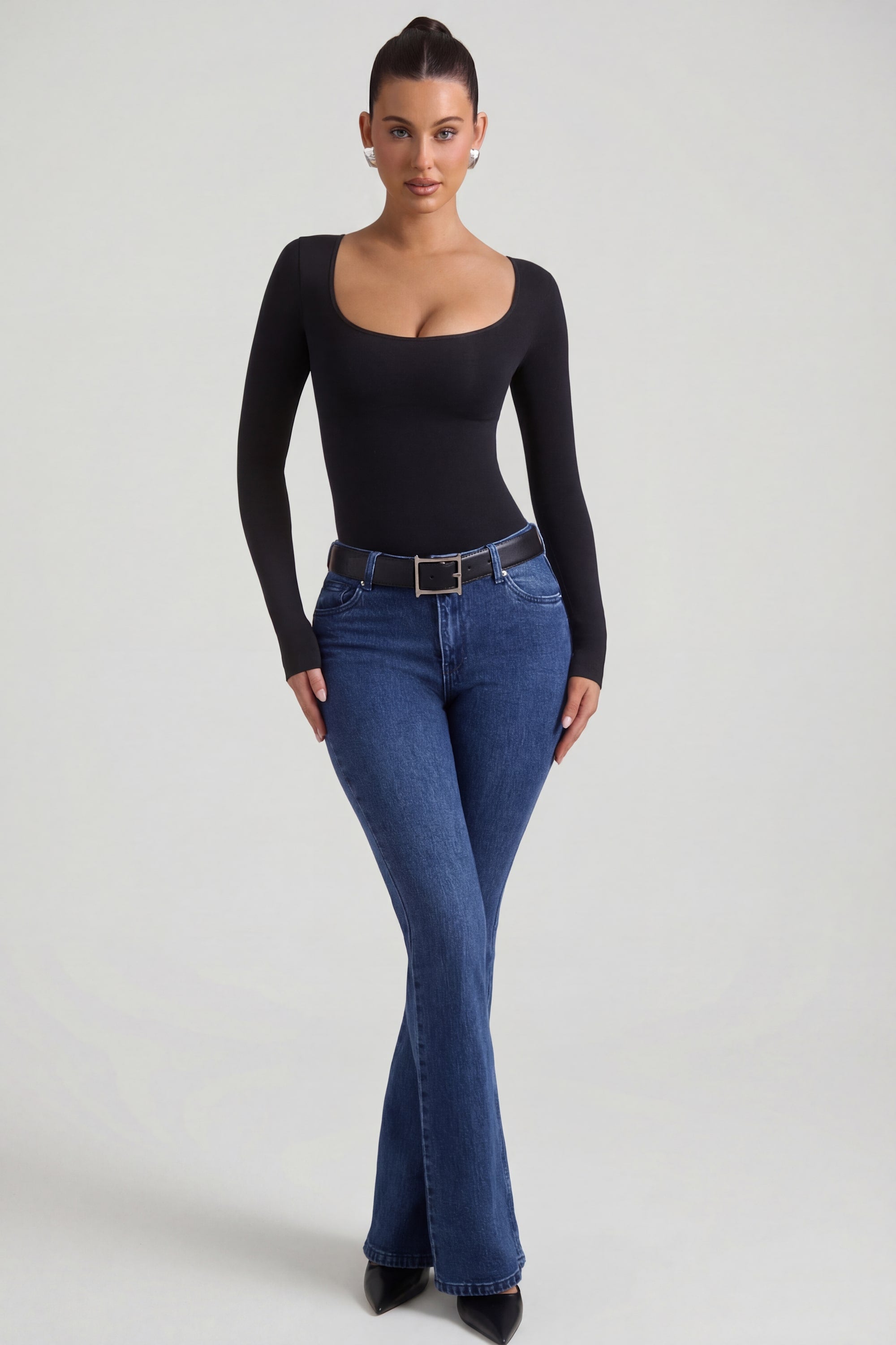 Oh Polly Jacey jean flare taille haute indigo wash