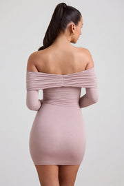 Oh Polly Thais robe mini moulante taupe modal cachemire
