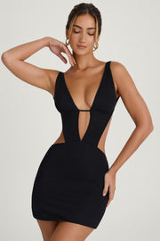Oh Polly Robe mini bodycon 10259 noire décolleté V