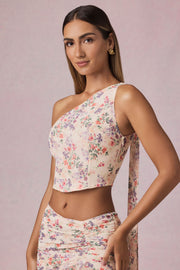 Oh Polly Rae top asymétrique une épaule primrose floral