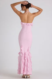 Oh Polly Mireya robe longue rose volants sirène