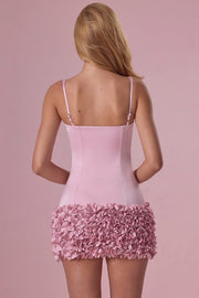 Oh Polly Zelia robe mini satin rose pâle bodycon