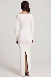 Oh Polly Mericia Robe longue blanche jersey nouée
