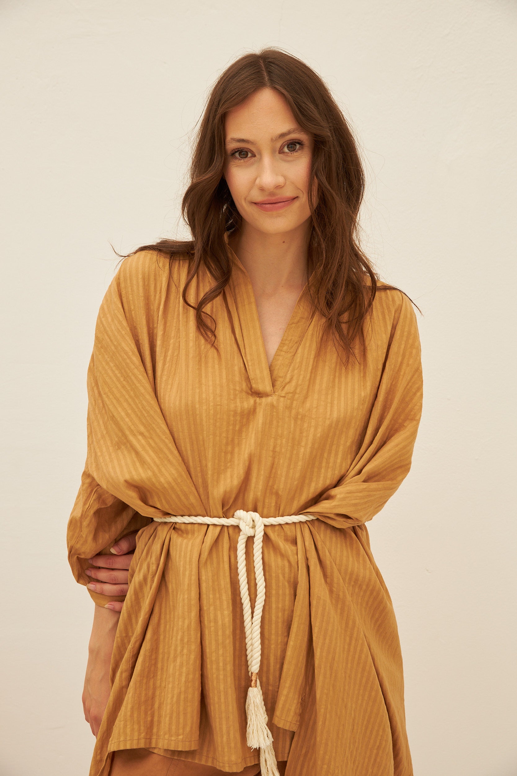 Chicosoleil Vega tunique beige coton stripe S/M L/XL