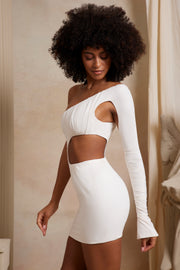 Oh Polly Anoushka 5938 robe mini ivoire une manche cut out