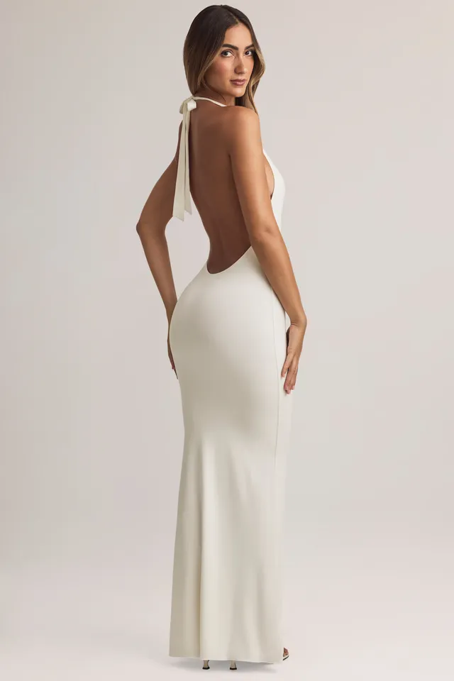 Oh Polly Hallie Maxi Robe Blanche Modal Dos Nu Licou