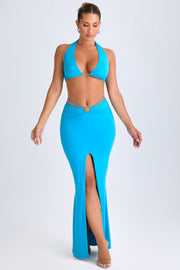 Oh Polly Zweena Jupe Maxi Aqua Blue Fente Anneau