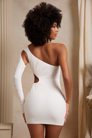 Oh Polly Anoushka 5938 robe mini ivoire une manche cut out
