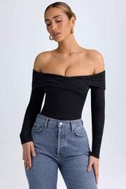 Oh Polly Ceyln 12886 body noir épaules dénudées modal