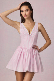 Oh Polly Dresses 14401 mini robe trapèze mauve Soft Mauve Stripe