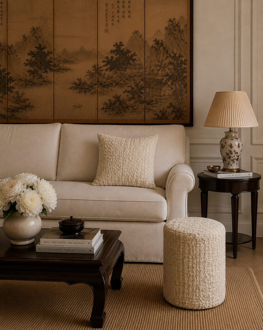 The Ethiquette Maison Chantilly pouf tweed 34x44 cm