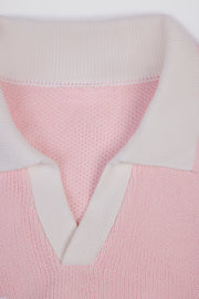 Oh Polly Knitwear Pull Oversize Coton Rose Col V Logo