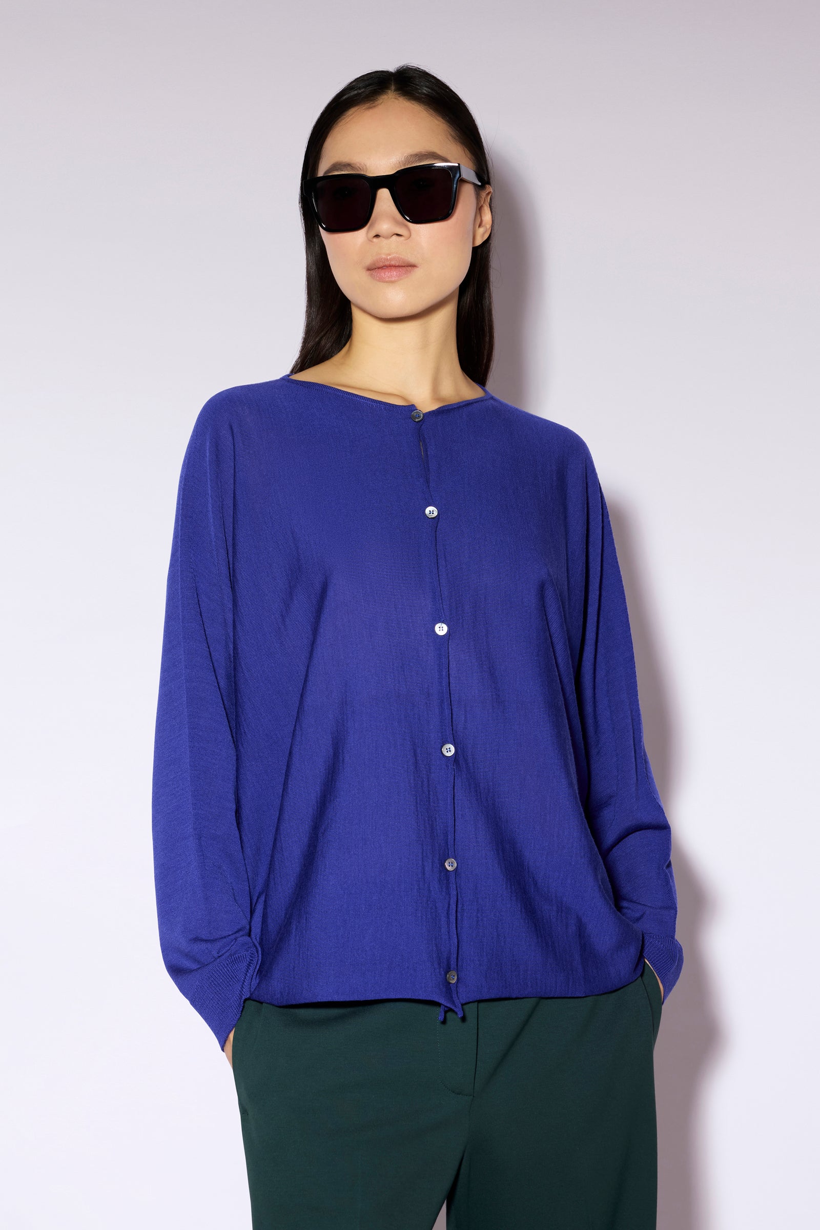 Liviana Conti Betsy cardigan bleu Bluetta taille M 100% laine