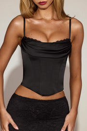 Oh Polly Tops Eirwen 15482 top satin noir corset