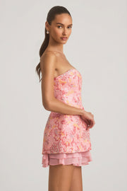 Oh Polly Eliselle mini robe bustier rose sequins corset
