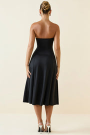 Oh Polly Joely robe bustier noire jersey fente midaxi