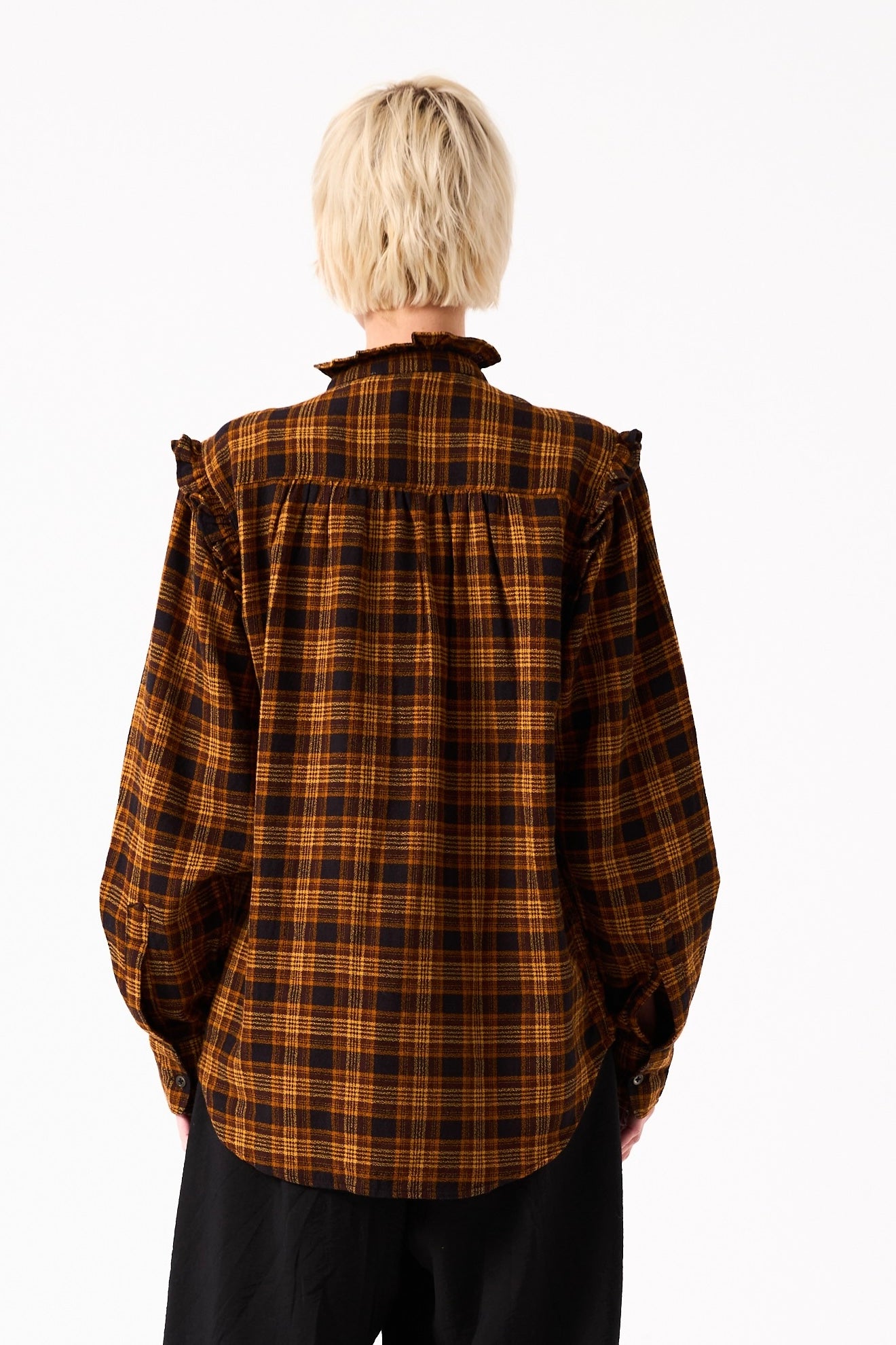 Chicosoleil Mieko chemisier carreaux tartan coton manches