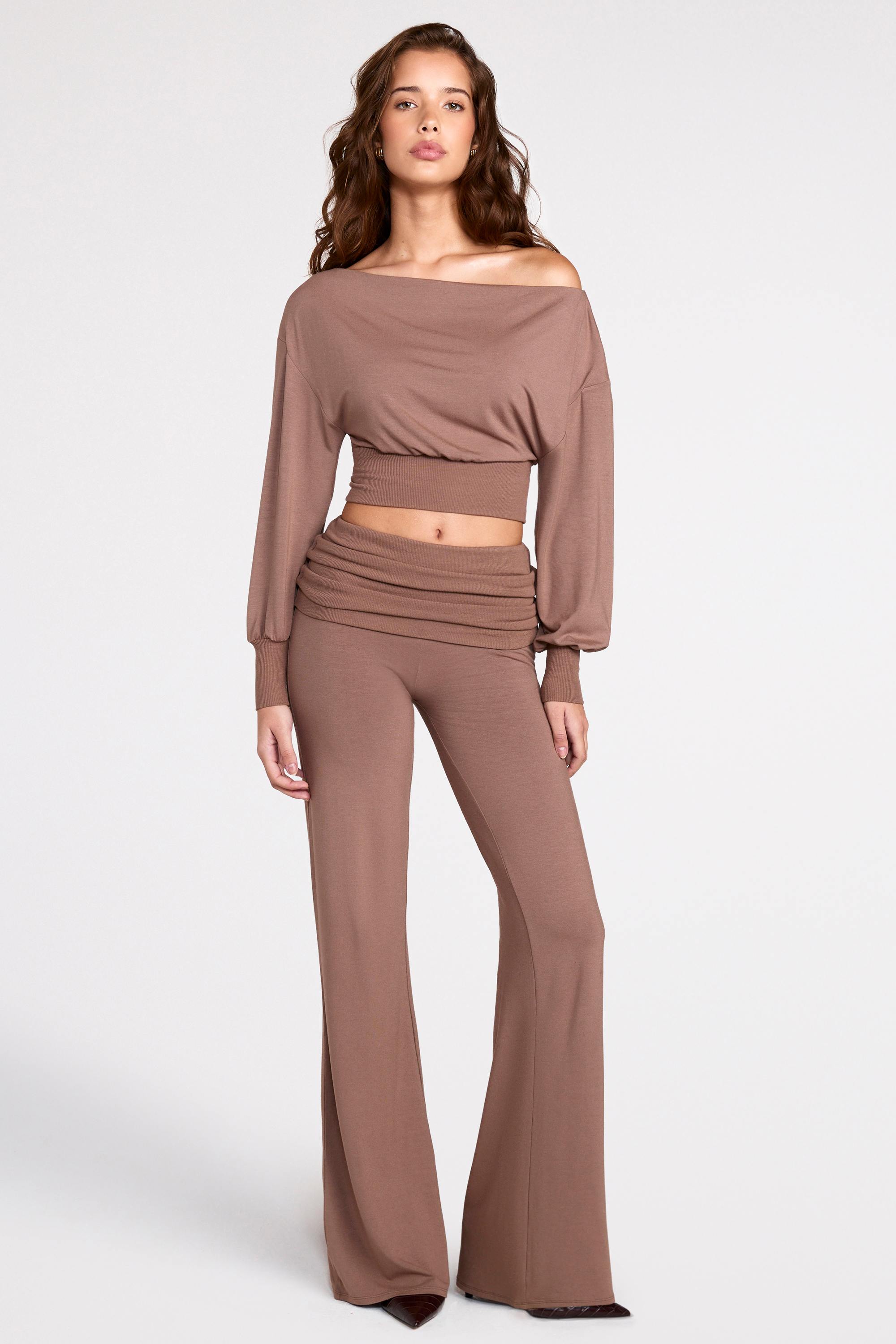 Oh Polly Thea pantalon droit modal marron mocha
