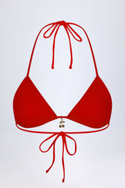 Oh Polly Canggu Triangle Haut Bikini Rouge Feu Bretelles Réglables