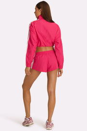 Oh Polly Woven Zip-Up Track Jacket veste rose cropped