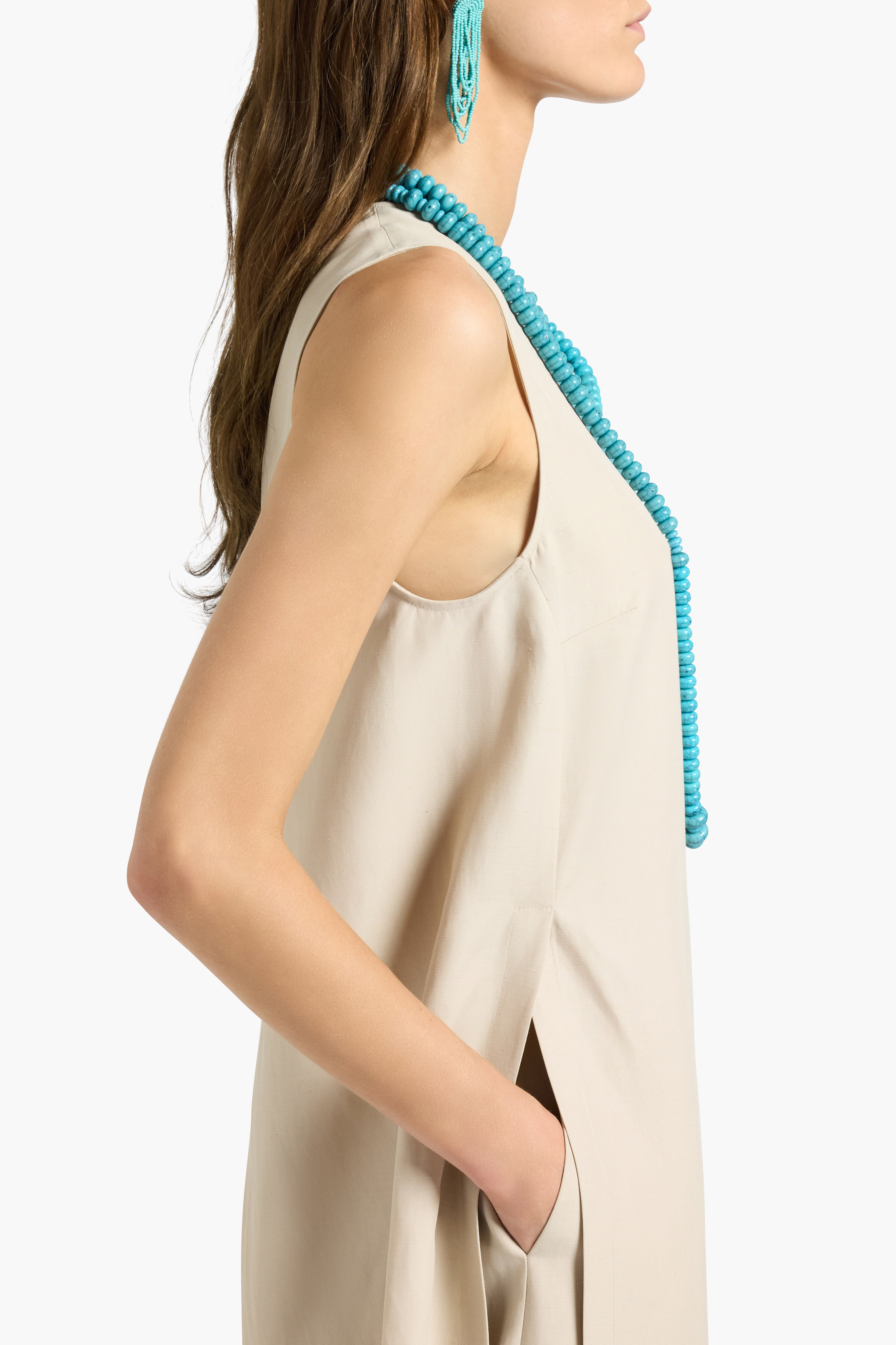 Liviana Conti Kirsten gilet long beige viscose lin