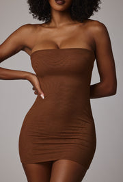 Oh Polly Slip robe mini bustier moka bretelles amovibles