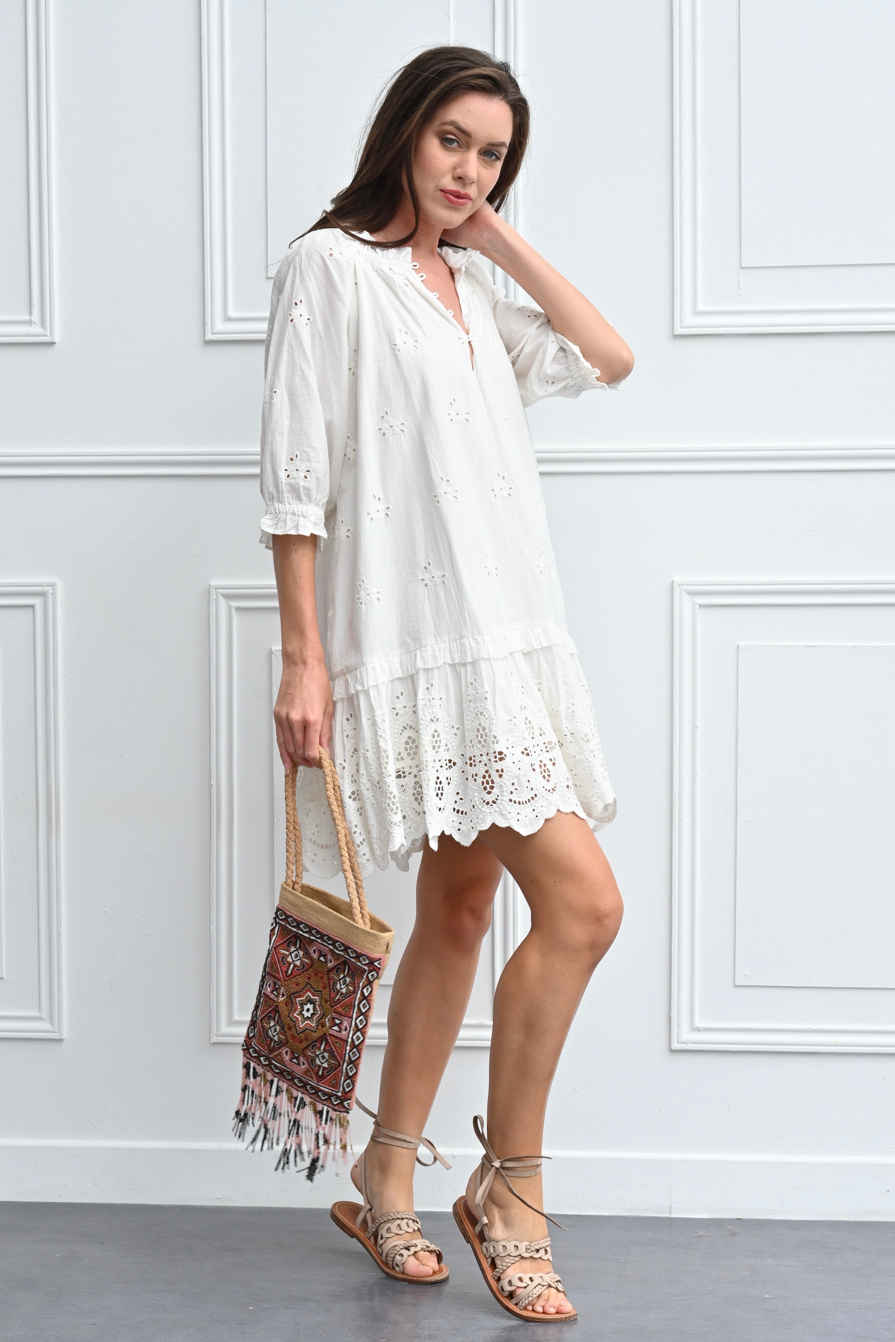 CHICOSOLEIL HIPPIE sac raffia brodé main