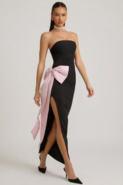 Oh Polly Angelique robe maxi noire bustier nœud