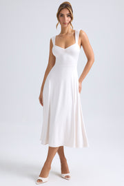 Oh Polly Thandie robe midaxi ivoire col coeur