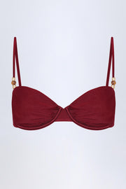 Oh Polly Bruny haut bikini balconnet cerise perles