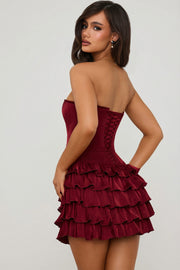 Oh Polly Juliet robe mini rouge corset volants bustier