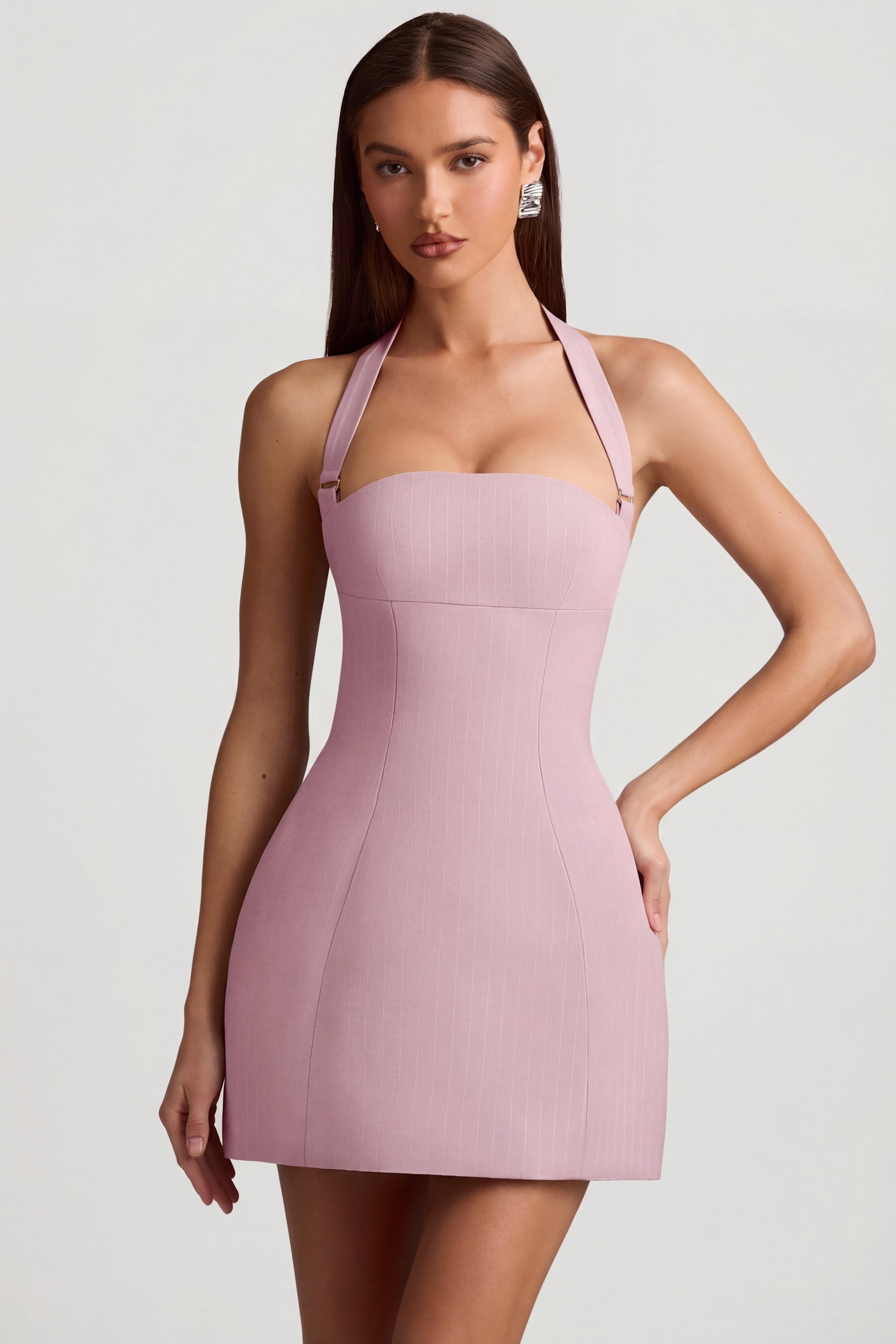 Oh Polly Odessa robe mini mauve rayée licou