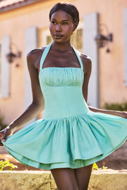 Oh Polly Maybelle robe mini vert d’eau col halter
